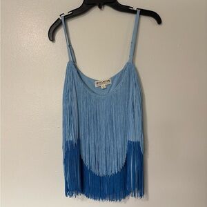 Idyllwind Light Blue to Royal Blue Fringe Camisole
